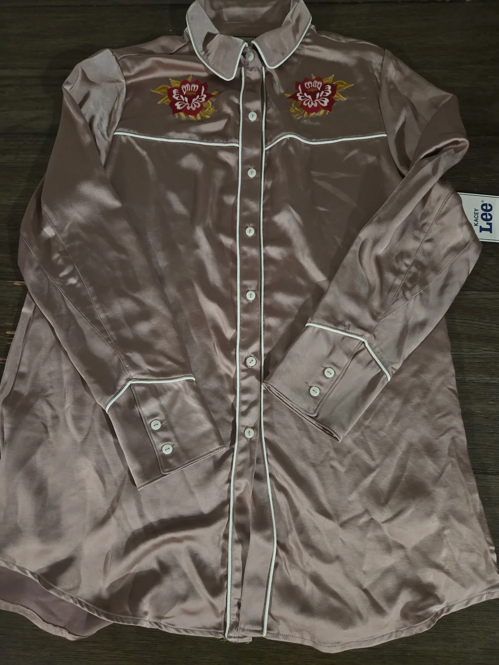 KACEY MUSGRAVES x LEE Satin Western Sleep Shirt NWT Fawn Pink Limited Edition